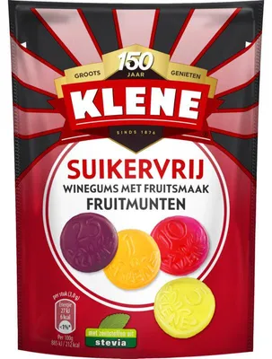 Produktbild von Klene Suikervrij Fruitmunten 110g – Zuckerfreie Fruchtbonbons, vegan, glutenfrei