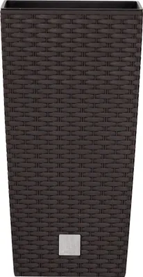 Produktbild von Pflanztopf aus Kunststoff, wetterfest im stilvollen Rattan-Look H 42,1 cm - Ø 22,5 cm - Pflanzsäule - Blumentopf - Blumenübertopf - Blumentopf