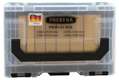 Zdjęcie produktu dla Zszywki Prebena PROFI-ES-BOX typ E 26 / 32 / 40 mm 7000 szt. stal ocynkowana hartowana