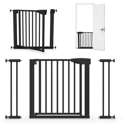 Produktbild von Treppenschutzgitter Tulano Guardian 3.0 Kindergitter Gitter Haustier | 75-110cm | ohne Bohren | Schwenkbares Türschutzgitter | Metall | Schwarz