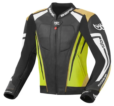 Productafbeelding van Berik Striper Evo motorjas, leer, zwart/geel, maat 56