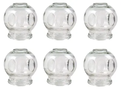 Produktbild von Schröpfgläser Set aus Glas, Cupping für Wellness, Vakuum Massage & kosmetische Anwendungen, Glas Schröpfset für Entspannung, Banki (6 Stück, 7,5 cm)