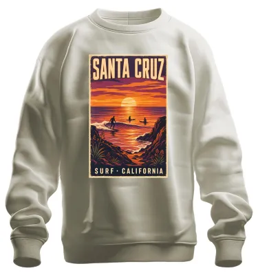 Imagen del producto de Santa Cruz, Surf, California, Atardecer, Olas, Sudadera, Jersey, Naturaleza, Talla M