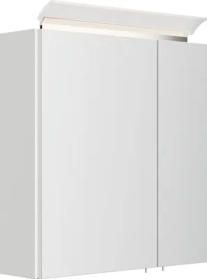 Produktbild von Badezimmer Spiegelschrank 2-türig LED-Lampe 60 cm Weiß Hochglanz