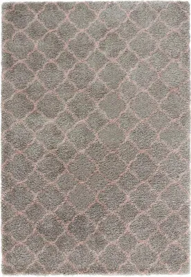 Zdjęcie produktu dla Szaro różowy gruby dywan shaggy boho 200x290cm