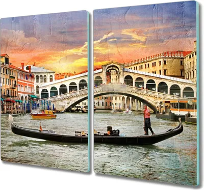 Produktbild von Coloray Schneidebrett Herdabdeckplatte 2x30x52 cm Kochplattenabdeckung Küchenbrett Hackbrett - Venedig Boot