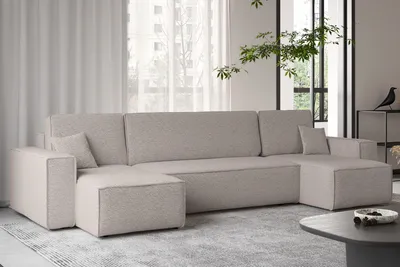 Produktbild von Kaiser Möbel Ecksofa mit schlaffunktion und bettkasten, Sofa U-form, Couch U-form BEST stoff Abriamo Dunkelbeige