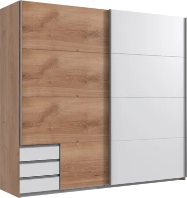 Produktbild von Schwebetürenschrank Emden Kleiderschrank Ausführung wählbar,Plankeneiche / weiß,225x64x210cm
