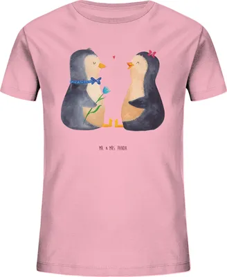 Produktbild von Mr. & Mrs. Panda Kleinkinder T-Shirt Pinguin Pärchen 5-6 Jahre (110/116) - Baumwolle Pink - Geschenk, Teenager, Hochzeitsgeschenk, Öko Kinder, Kindershirt, Baumwollshirt