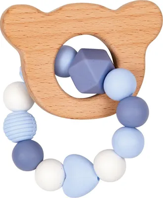 Produktbild von BabyGlück|Die Spiegelburg Silikon-Holz-Beißring, hellblau - BabyGlück