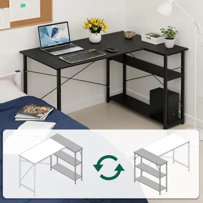 Produktbild von L Form Computertisch 100x75x70cm,Eckschreibtisch,Kleiner Heimbüro-Schreibtisch mit reversiblen Ablage,PC Gaming Tisch für kleine Räume,Homeoffice