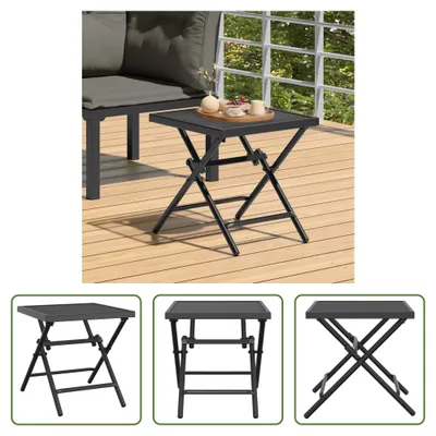 Image de The Living Store Table de jardin pliante Anthracite 38x38x38 cm Grille en acier