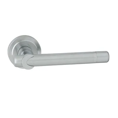 Produktbild von DOMINO Türgriff Drückergarnitur | Türklinke für Zimmertür, Bürotür, Kellertür & Innentür | Türbeschläge aus Messing | Chrom/Nickel Türdrückergarnitur| DELPHI-R M6/M50