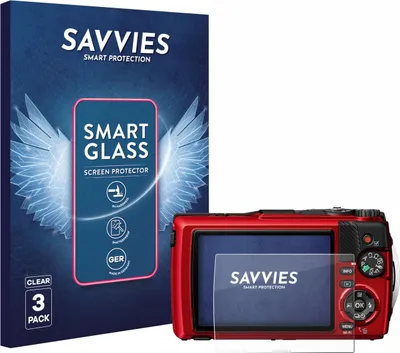 Produktbild von 3x Savvies Schutzglas Folie für Olympus OM System Tough TG-7 9H Panzer Schutzfolie Glas Displayschutz klar transparent