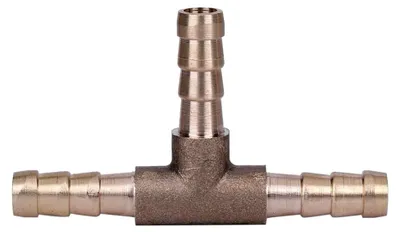 Produktbild von 3-Wege-Schlauchverbinder, Messing-T-Stück für Druckluft-Öl-Gasleitung (6 mm)