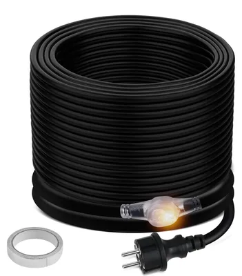 Heizkabel mit Thermostat, 12 m, schwarz