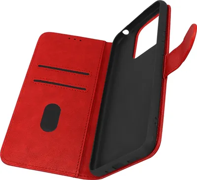 Produktbild von Avizar, Etui Redmi 10C Chesterfield Leder Genarbt Mit Stand, Rot / Schwarz