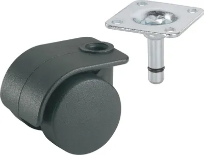Produktbild von Rollcontainerrolle mit Abdeckung, Rad ø 35 mm Tragkraft 70 kg, schwarz