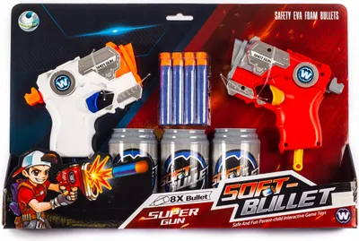 Produktbild von 2er Set Mini Schaumstoffpistolen mit Pfeilen - Kompakter Spielzeug Blaster für Kinder Spaß