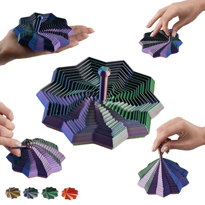 Immagine prodotto di Stella fidget frattale 12 cm con impugnatura, giocattolo sensoriale stampato 3D – Blu-verde-viola