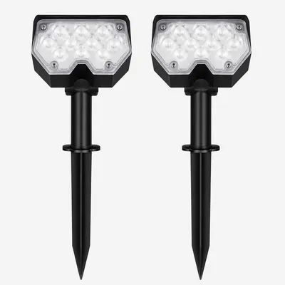 Produktbild von Solar-Outdoor-Leuchten, wasserdicht, Dämmerungs-zu-Morgen-Funktion, 2 Lichtmodi, Solar-Strahler für Garten, Hof und Landschaft, Tageslicht, 2er Set