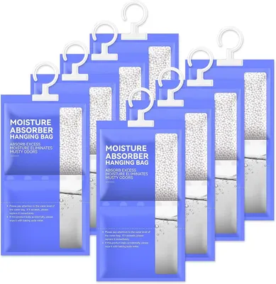 Immagine prodotto di Assorbitore di umidità per armadi, confezione da 8 pezzi, deumidificatore da appendere, antiumidità, antischimmia, deodorante, sacchetto asciugante, resistente all'umidità