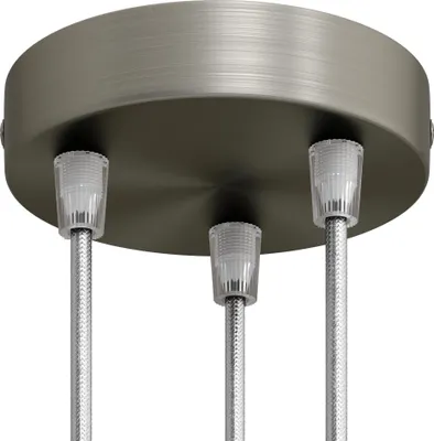 Immagine prodotto di Creative-Cables Kit rosone cilindrico in Metallo a 3 Fori - Conico, Titanio Satinato