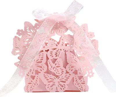 Produktbild von 50pcs Laser Cut Party Gastgeschenkboxen, Schmetterling Süßigkeiten Geschenkboxen Für 1 Schokolade, Papier Geschenkboxen