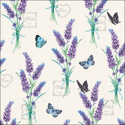 Produktbild von Servietten Papier 33x33cm 3-lagig mit Lavendelmotiv 20 Stück