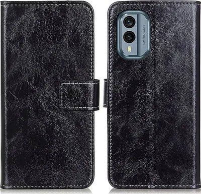 Produktbild von Mobigear Basic  Nokia X30 Hülle Klapphülle Geldbörse - Schwarz