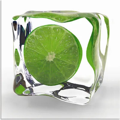Produktbild von ARTland Wandbild Alu für Innen & Outdoor Limette im Eiswürfel Größe: 30x30 cm