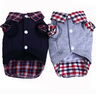 Productafbeelding van Wintertrui voor huisdieren, katten en honden, hoodies, jassen, puppy's, honden, katoen, tweedelige set, hondenjassen - XL, blauw
