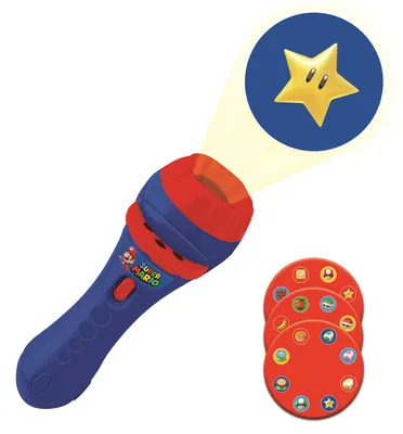 Produktbild von Lexibook, Super Mario, Geschichten Projektor, Taschenlampe und Projektor mit 3 Scheiben, 24 Bilder, erstellen Sie Ihre eigenen Geschichten, Spiel für Kinder/Jungen, Blau/Rot, LTC050NI