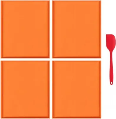 Produktbild von 4PCS Silikon-Dörrblätter Dörrmatten mit für Obst Leder Flüssigkeit Früchte Fleisch Kräuter orange gelb Silikon
