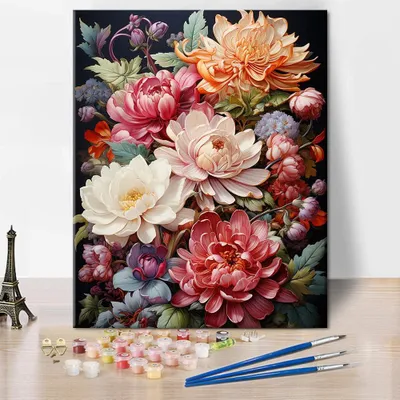 Malen nach Zahlen Set Blumen Acryl 40x50 cm für Erwachsene
