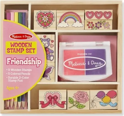 Produktbild von Holzbriefmarken in einer Schachtel - Freundschaft