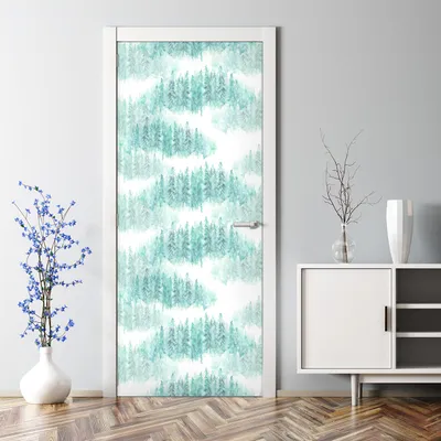 Produktbild von Dekorative Türtapete selbstklebend Aufkleber Klebefolie Aquarell Nadelwald 77 x 200 cm