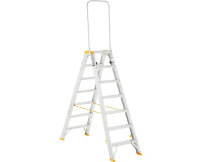 Obrázok produktu pre Hliníkové obojstranné schodíky Forte 2x7 do 150 kg s výstupným držadlom