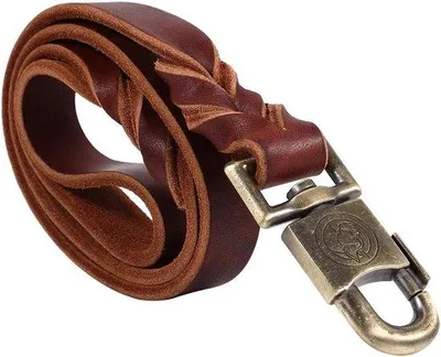 Produktbild von Hundeleine aus weichem Leder mit Kette für Haustiere – Breite 25 cm – Geflochten – Robuste Hundeleine aus Leder – Längen: 90/120/150 cm