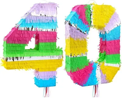 Produktbild von Piñata Zahl 40 Geburtstagsparty bunt pastell ungefüllt 50x35x7,5 cm