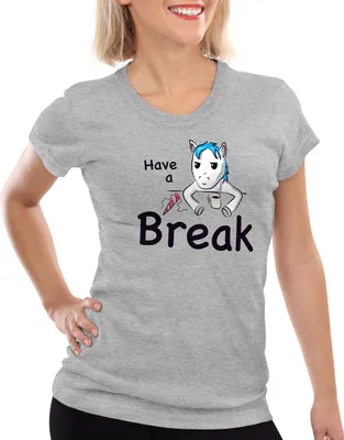 Produktbild von style3 Have a Break Einhorn Damen T-Shirt Unicorn, Farbe:Grau meliert, Größe:S