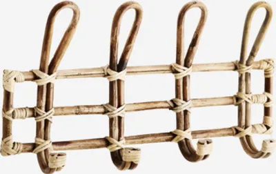 Produktbild von Wandgarderobe aus Bambus, Natur, 4 Haken, 52 x 11 x 27 cm