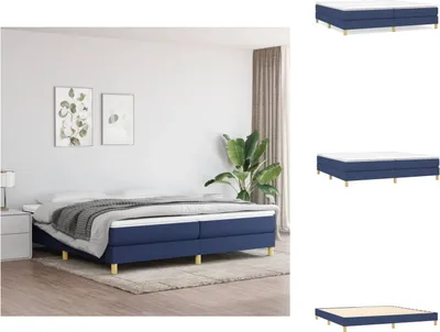 Obrázek produktu pro vidaXL Postel Boxspring modrá 200x200 cm látka - Postele a rámy postelí