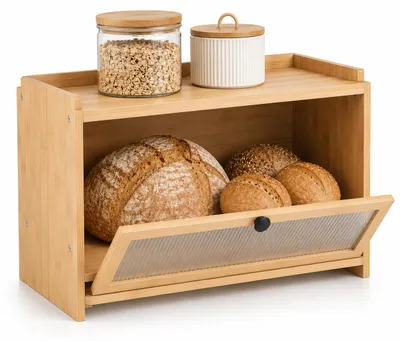 Brotkasten aus Bambus mit Schneidebrett, 40x26x23 cm, belüftet