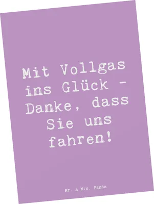 Produktbild von Mr. & Mrs. Panda Postkarte Spruch Chauffeur Glück - Lavendeltraum - Geschenk, Postkarten, Ansichtskarte, Danke sagen, Aufmerksamkeit, Freude, besonders, Unterstützung