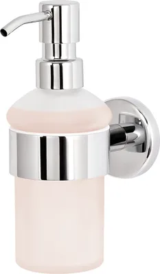 Produktbild von bremermann Bad-Serie LUCENTE - Seifenspender mit Wandhalterung, aus satiniertem Glas & Edelstahl, verchromt