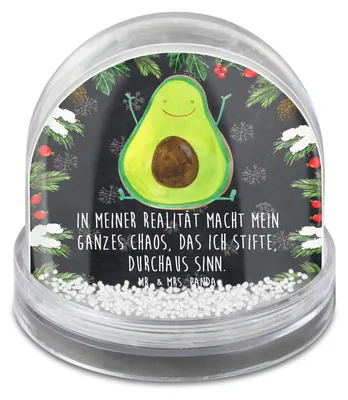 Produktbild von Mr. & Mrs. Panda Schneekugel Weihnachten Avocado Glücklich - Kreidetafel - Geschenk, Frucht, schnee kugel, Chaos, Dekokugel, Freude, Weihnachts, Schüttelkugel