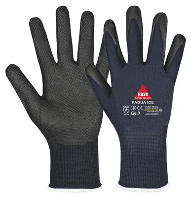 Produktbild von Hase Handschuh Padua Ice Nitrilschaum, Kat. II, EN 388:2016, dunkelblau/schwarz  Größe 8 ,  12  Paar