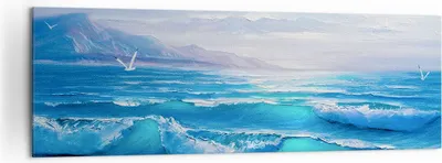 Produktbild von Bild auf Leinwand - Leinwandbild - Meer Welle Möwe - 160x50cm - Wand Bild - Wanddeko - Wandbilder - Leinwanddruck - Bilder - Kunstdruck - Wanddekoration - Leinwand bilder - Wandkunst - AB160x50-4033