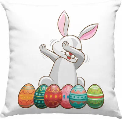 Produktbild von Trendation - Deko-Kissen mit Füllung 40x40 Ostern Ostergeschenke Kinder Jugendliche Geschenke Lustige Grafik Osterhase Dab (Blau)